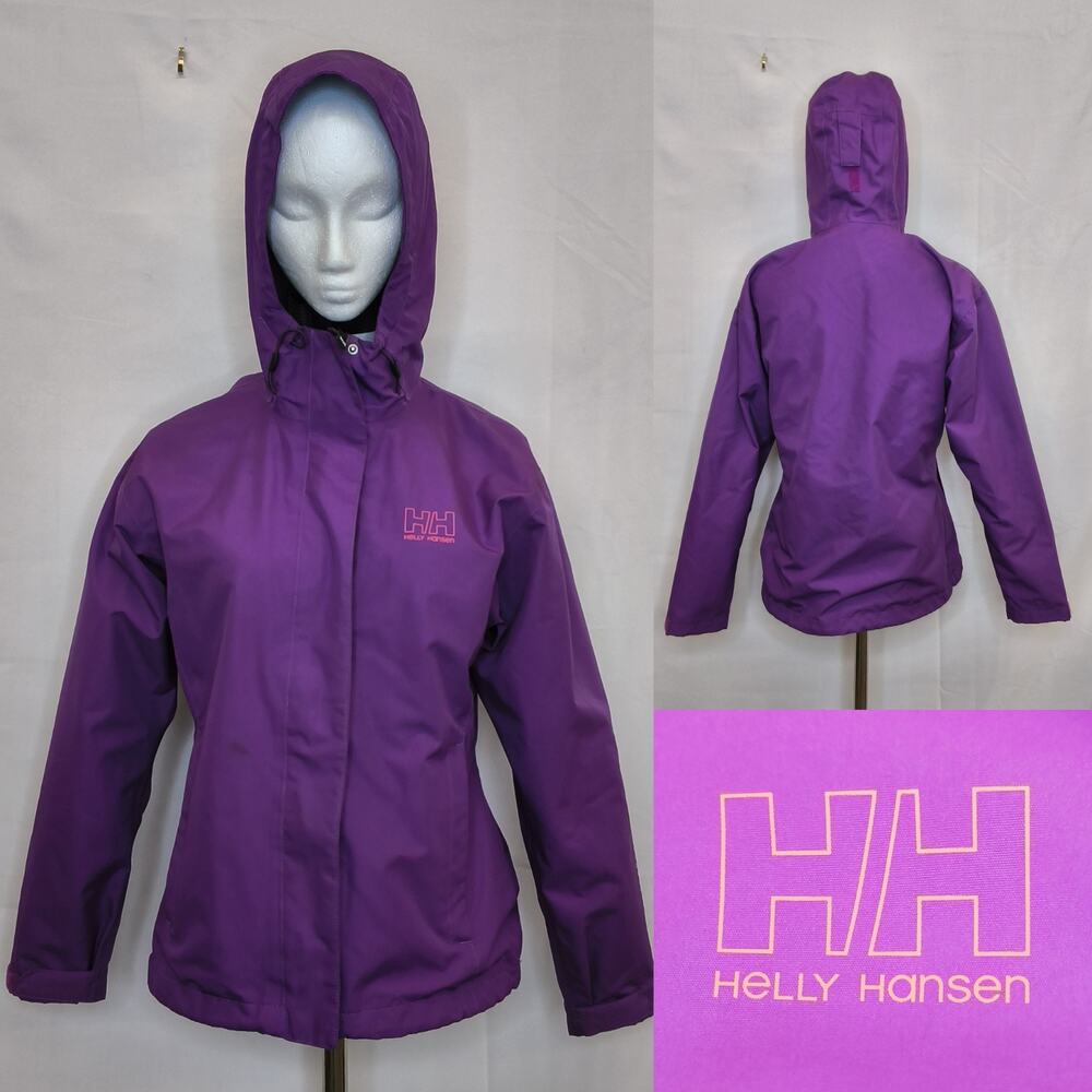 Helly Hansen Windbreaker Jacket Women's S Purple Hooded Full Zip #W5589